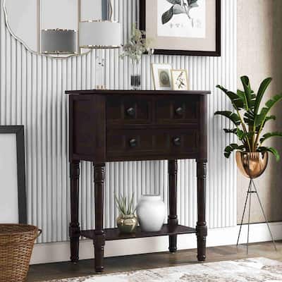 23.7"L Console Table with 3 Storage Drawers and Bottom Shelf