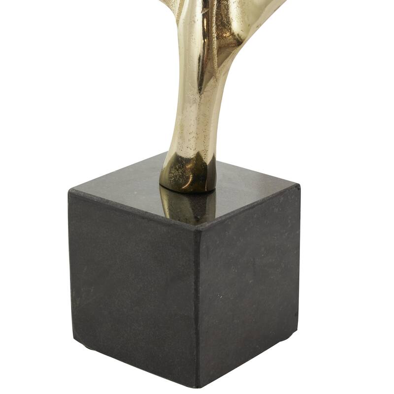 Aluminum Metal Bird Feather Decorative Sculpture with Black Marble Base - Silver or Gold - CosmoLiving by Cosmopolitan