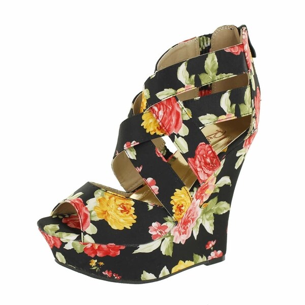Shop Red Circle Footwear 'Chrissy' Floral Print Wedge - Free Shipping ...