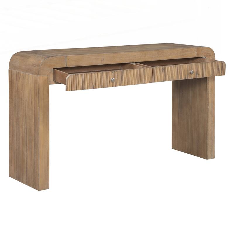 Rustic Console Table with Fluted Drawer Front