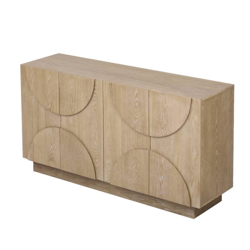 4-Door Sideboard with Adjustable Shelves, Buffet Cabinet with Semi-Circular Handles for Dining Room, Kitchen, and Living Room