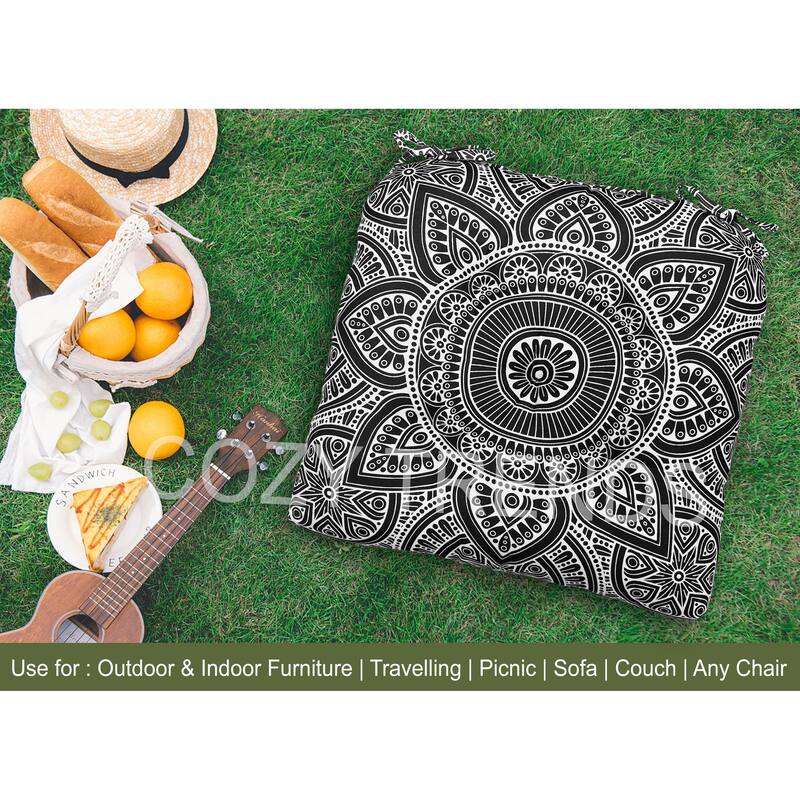 Waterproof Indoor Outdoor Chair Seat Pads Cushion – 19x19 Inches with ties | Set of 2