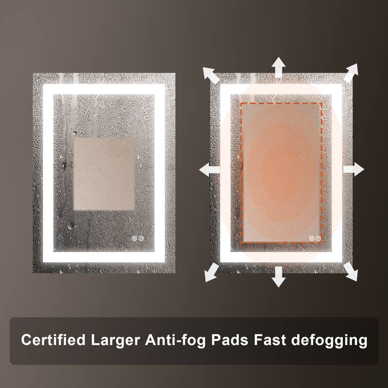 Wall Mounted LED Bathroom Mirror With Memory Function,Dimmable, Anti-Fog (Horizontal/Vertical)