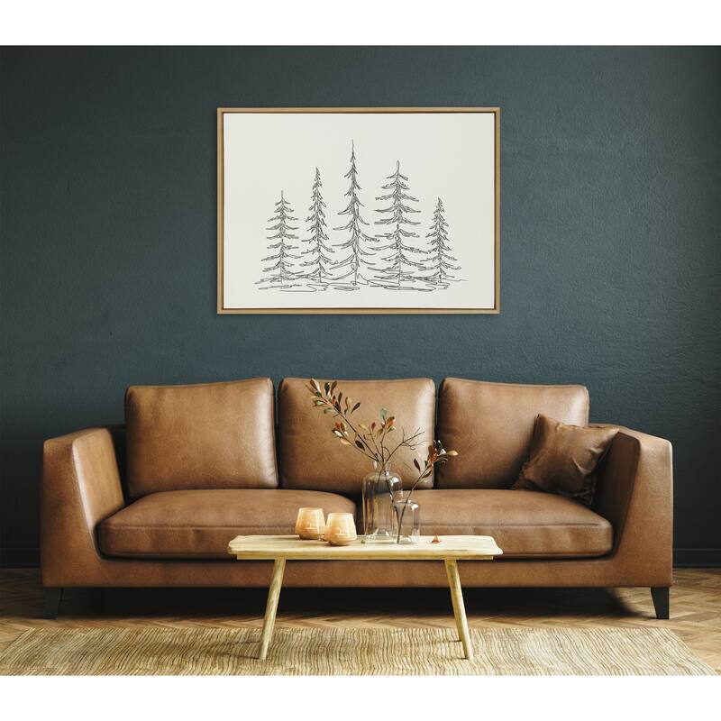 Kate and Laurel Sylvie Trees Canvas by The Creative Bunch Studio