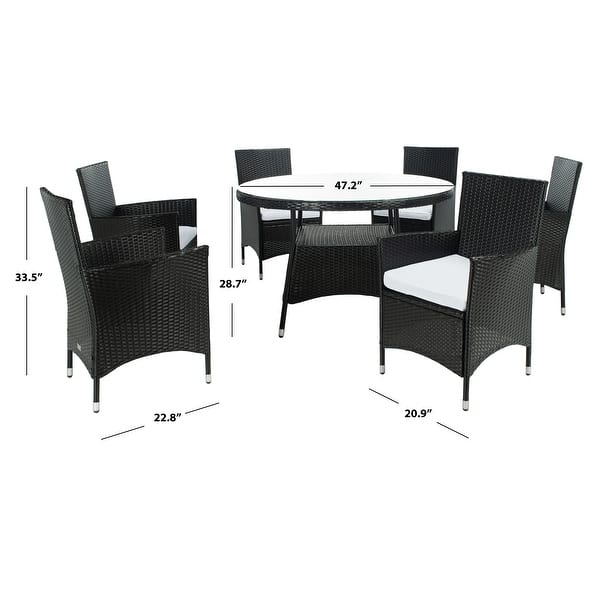 dimension image slide 2 of 4, SAFAVIEH Outdoor Living Challe 7-Piece Patio Dining Set