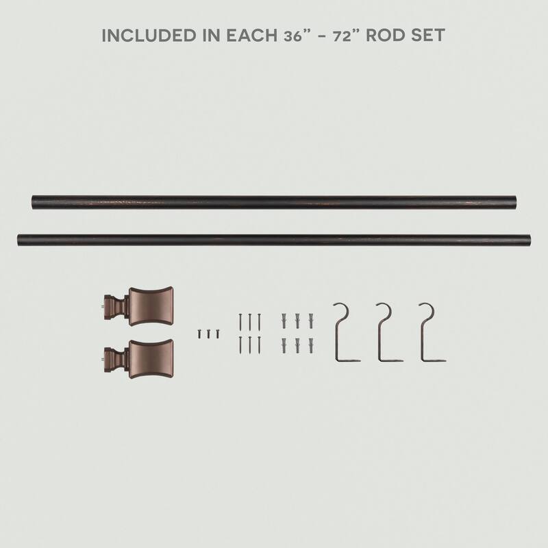 ATI Home Loran 1" Adjustable Window Curtain Rod and Finial Set