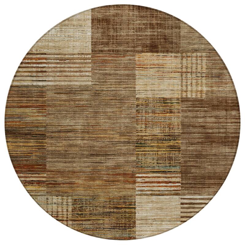 Machine Washable Indoor/Outdoor Contemporary Geo Chantille Rug