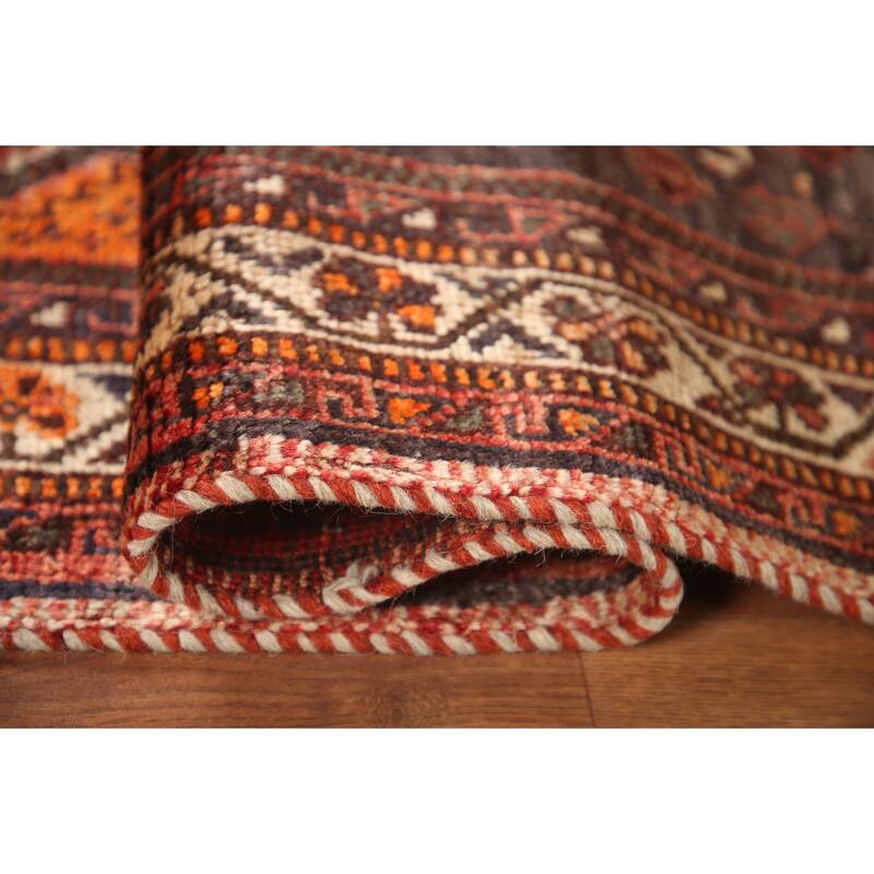 Hand Knotted Oriental 100% Wool Carpet Traditional Tribal Red Qashqai Area Rug - 6' 8'' X 4' 11''