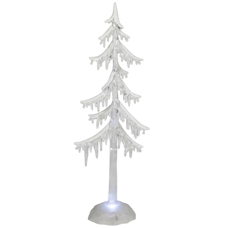 LED Lighted Acrylic Icicle Tree Christmas Decoration - 14"