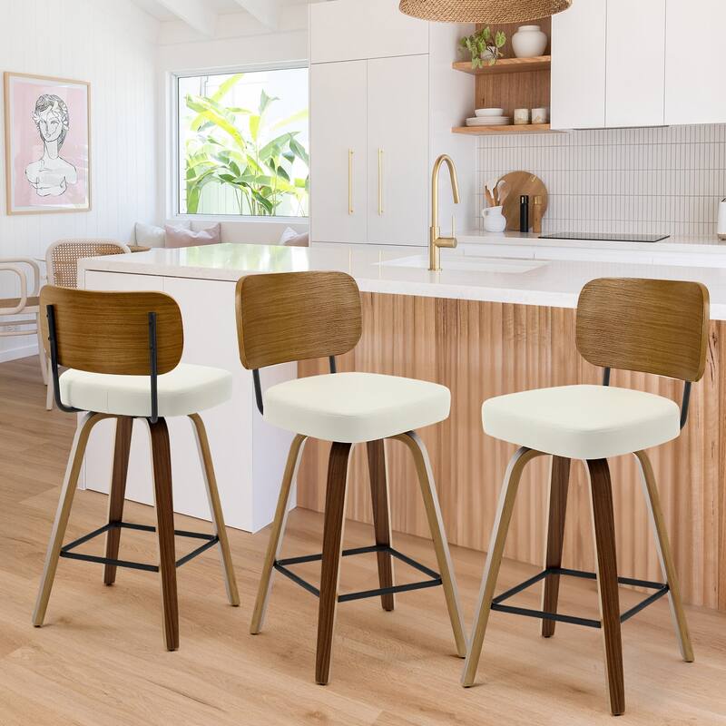 26" Swivel Upholstered Counter Height Bar Stool - 36.4" H x 17.1" W x 20" D