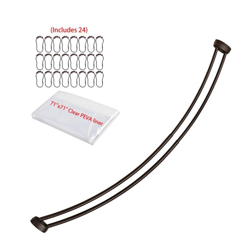 Utopia Alley Rustproof Wall Mounted Aluminum Double Curved Shower Curtain Rod, Adjustable Double Shower Rod from 45" to 72"