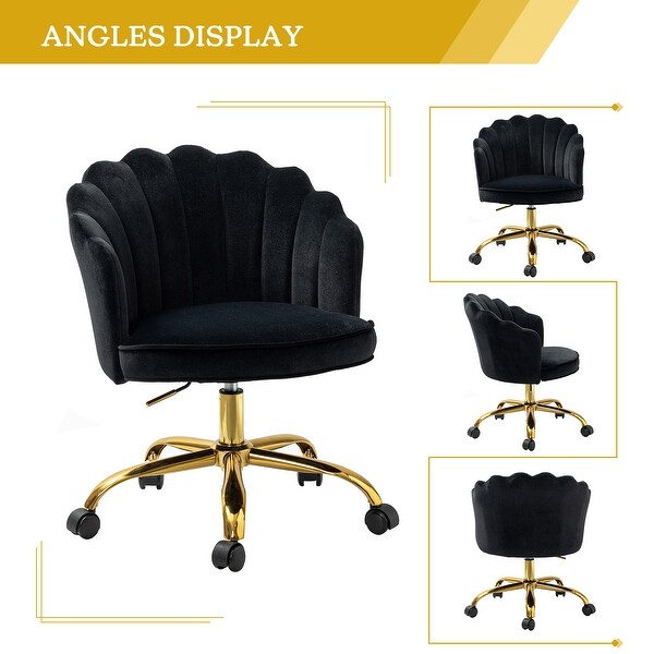Belanda Modern Velvet Task Chair with Tufted Back Golden base by HULALA HOME