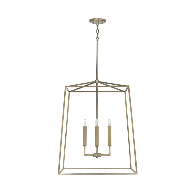 Thea 4-light Foyer Pendant - 27.5"H x 22"W - Aged Brass