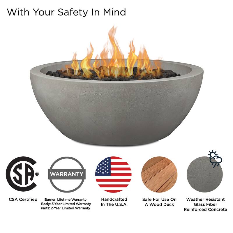Alta Medium Propane Fire Bowl in Shade by Jensen Co - 38 x 38 x 14