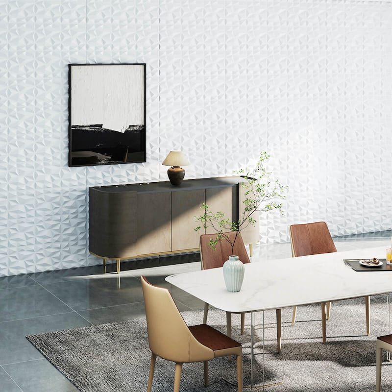 Costway 50/100 Pack 3D Wall Panels, PVC Diamond Textured Wall Tiles