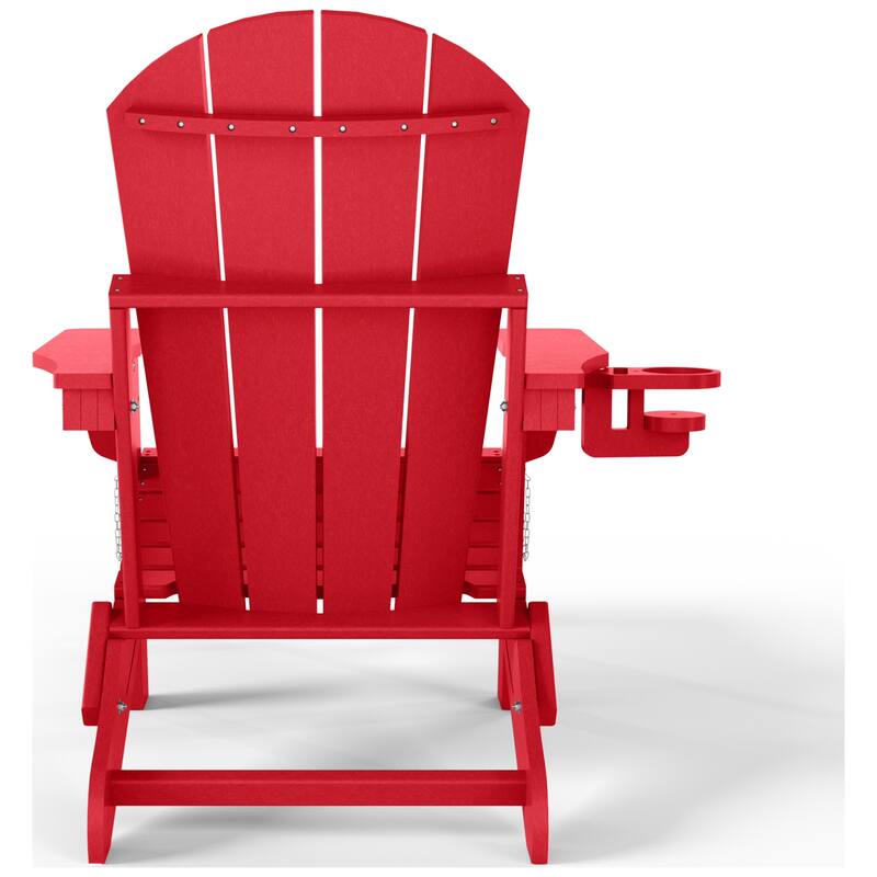 Laguna Outdoor Folding Adjustable Adirondack Chair with Cup Holder & Hideaway Ottoman (Set of 2)