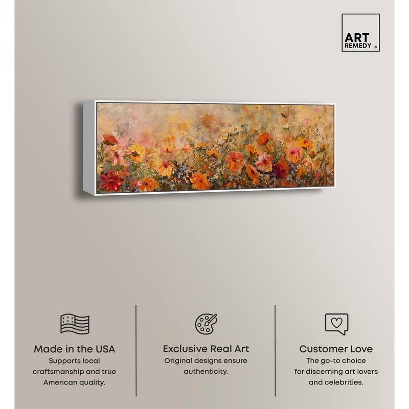 Fall Cosmo Flowers Panoramic Canvas by Art Remedy