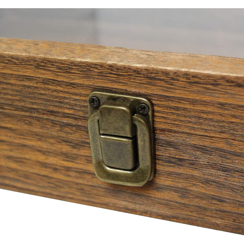 Wood Glass Top Jewelry Display Case Accessories Storage for Collectibles - S