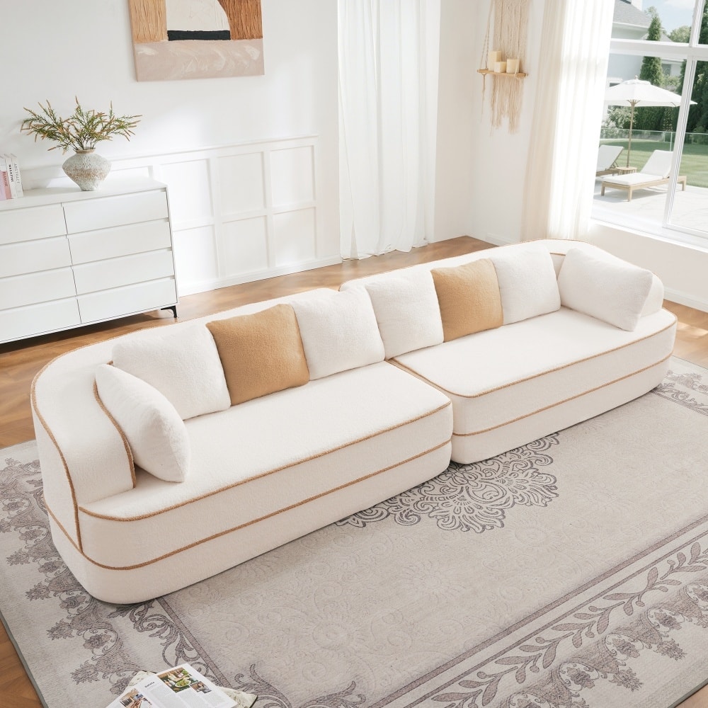 4-Seat Teddy Modular Boneless Sectional Sofa with Non-Slip Bottom for Living Room