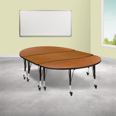 3PC Mobile 86" Oval Wave Flexible Grey Kids Adjustable Activity Table Set