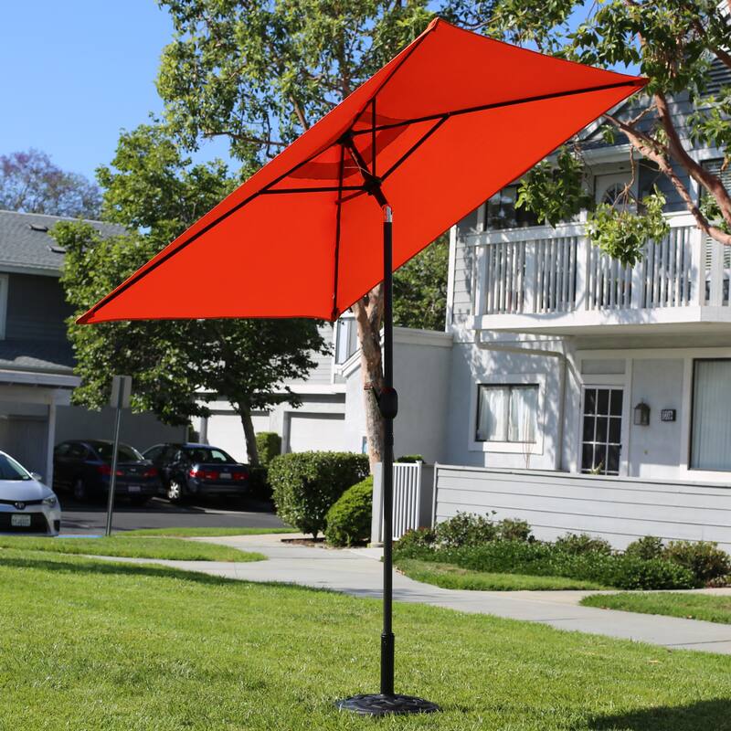 EVE Modern 6.5 Ft Square Orange Market Umbrella and Paito Umbrella with Tilt and Crank