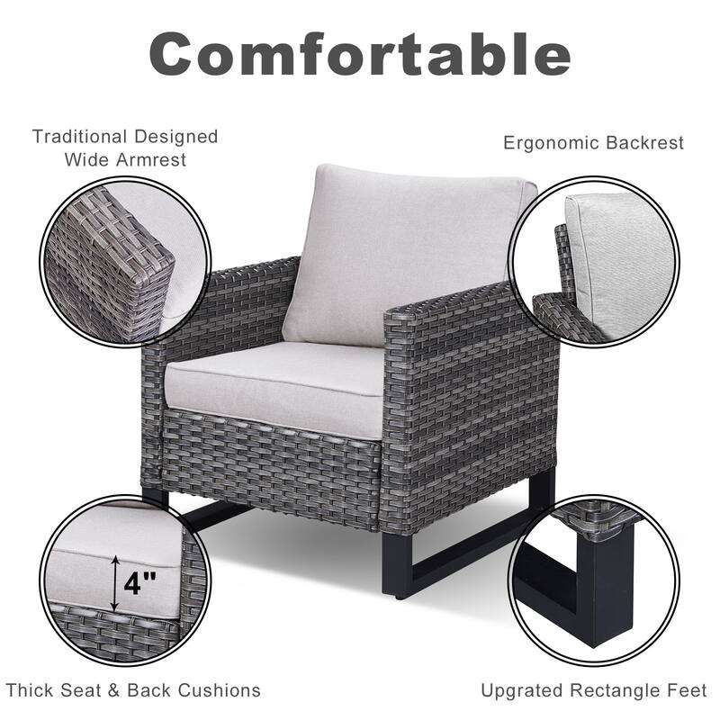 5-Piece Outdoor Sectional Sofa Set with Fire Pit Table