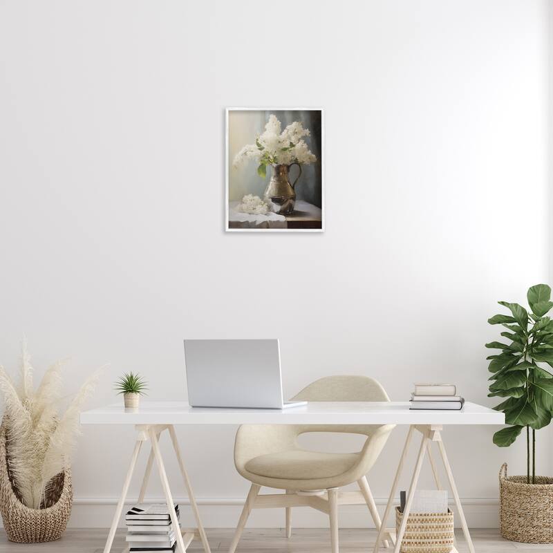 Stupell White Lilacs Still Life Framed Giclee Art Design By Arlington Prints