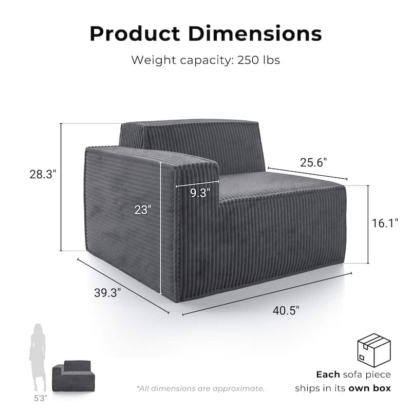 Furniture of America Navir Modern Chenille Foam Modular Sofa Chair