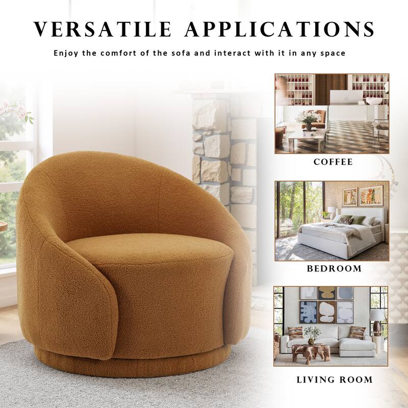 Modern Upholstered Swivel Barrel Chair Accent Lounge Chair