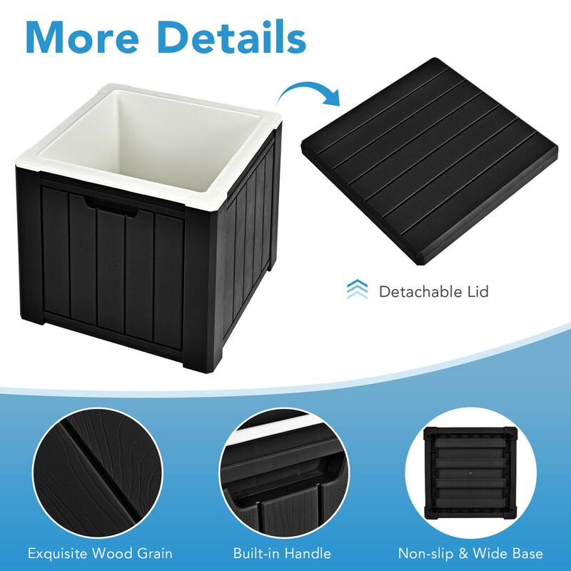 Gymax Patio 10 Gallon Ice Cube Cooler Box Table Stool Storage W/Handle - 17'' x 17'' x 16''