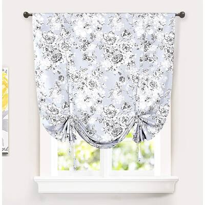 DriftAway Floral Pencil Sketch Tie Up Curtain Lined Single Shade - 45 x 63