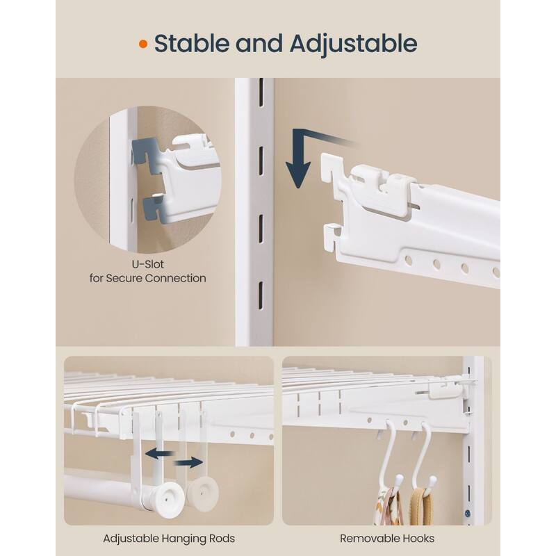 Closet System, 2-4 ft, with 2 Hanging Rods, 2 Shelves, Cloud White - Multi