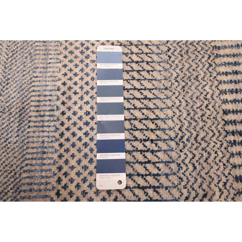 ECARPETGALLERY Hand-knotted Finest Silk Shadow Navy, Taupe Silk, Wool Rug - 8'2 x 10'3