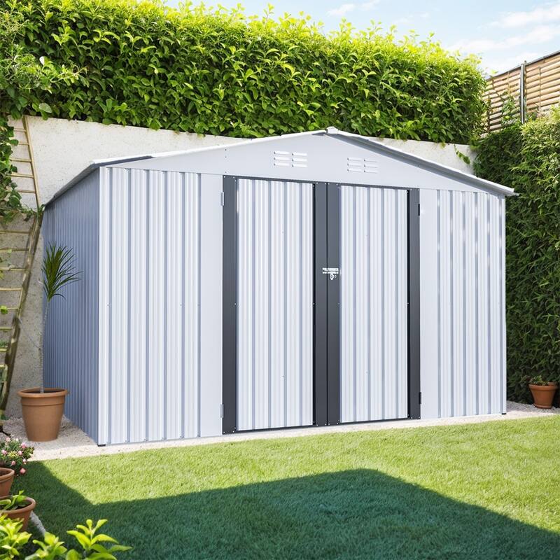 10' x 8' Outdoor Large Storage Shed, Metal Tool Sheds, Lockable - 10X8 FT