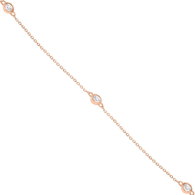 Marquee 1 Carat TW Bezel Set Diamond Station Necklace in 14K Rose Gold