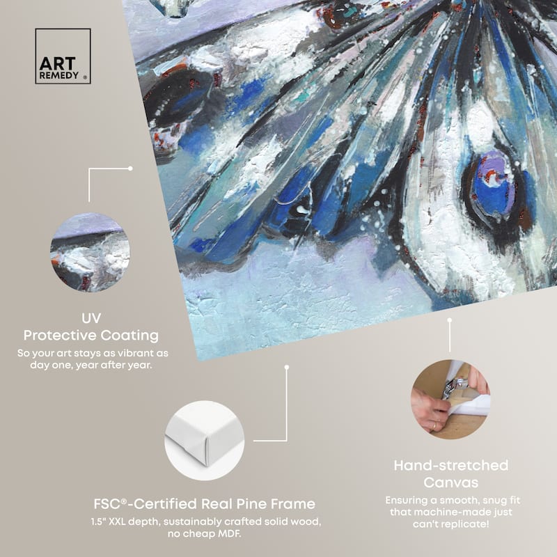 Art Remedy Butterfly Trio Gallery Wrapped Butterfly 1 Piece Canvas Wall Art