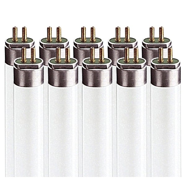 Luxrite 4 ft T5 High Output Fluorescent Tube Light Bulb Daylight 6500K 54 Watt 4200 Lumens G5 Mini Bi Pin Base 10 Pack 6500K Daylight White Lr20765