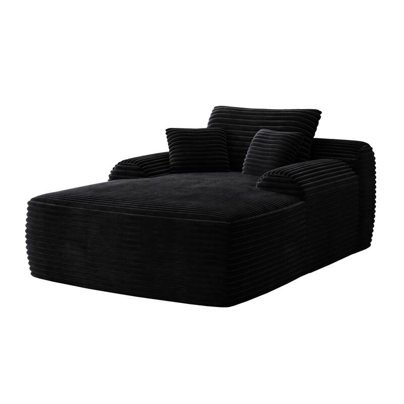Corduroy Black Oversized Upholstered Sleeper Cloud Sofa Bed