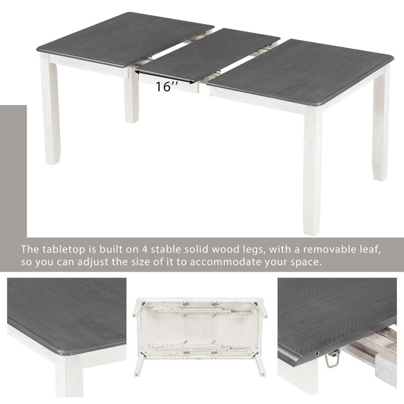 7-Piece Wooden Dining Table Set with Extendable Table & 6 Chairs