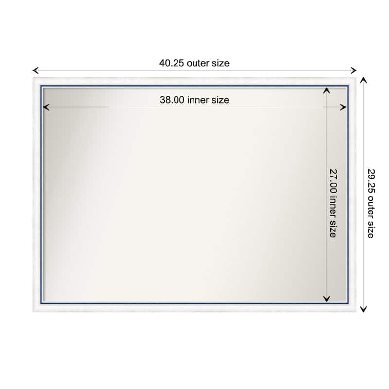 Morgan Non-Beveled Wood Framed Wall Mirror - Morgan White Blue - Glass Size 38x27