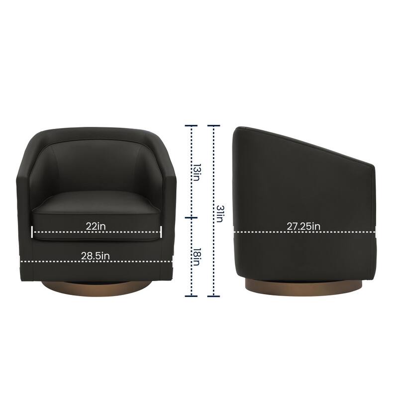 Club Style Swivel Commercial Barrel Accent Armchair - 27.25"D x 28.5"W x 30.75"H