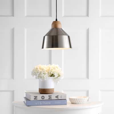 SAFAVIEH Lighting Dajana Adjustable 1-light LED Nickle Pendant - 10.25"x10.25"x11.3-83.3"