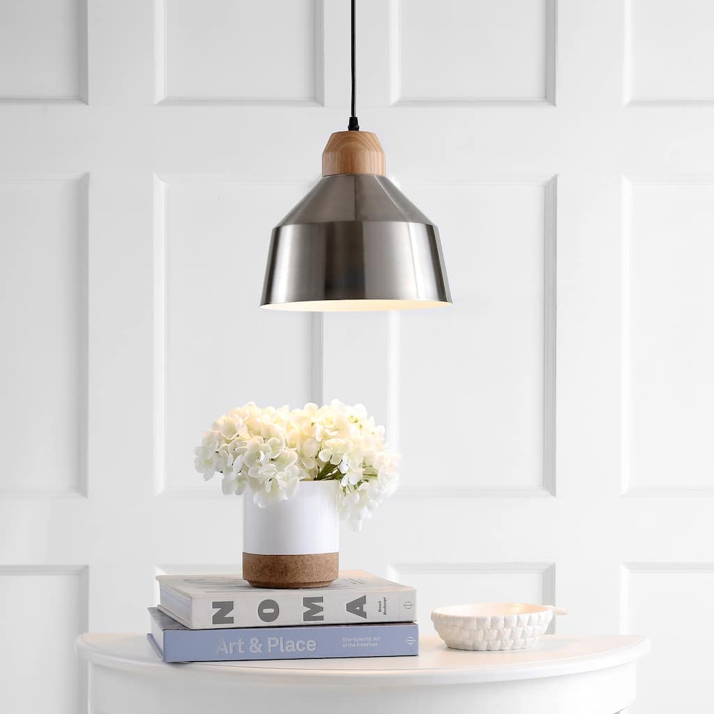 SAFAVIEH Lighting Snowflake Adjustable 1-Light Led Nickle Pendant - 10.25"x10.25"x11.3-83.3" - 10Wx10Dx83H