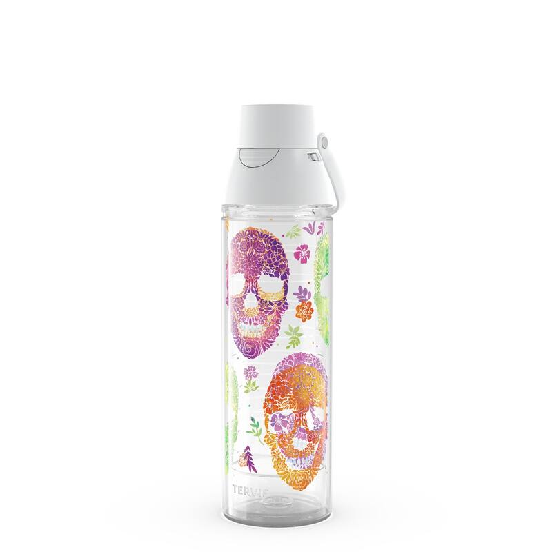 Tervis Floral Skulls Day of the Dead Halloween Made in USA Double Walled Insulated Travel Tumbler, Classic - 24oz Venture Lite Water Bottle