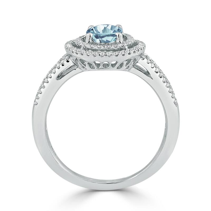 Auriya Modern 5/8ct Oval Aquamarine and Halo Diamond Ring 1/4cttw 18K Gold