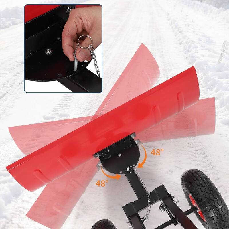 29.13x14 in Heavy Duty Rolling Snow Pusher Shovel for Driveway, Doorway, Sidewalk