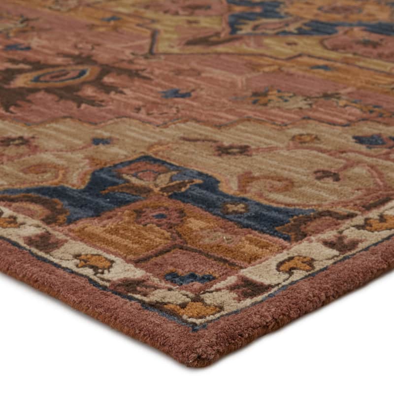 Cressida Handmade Medallion Dark Pink/ Blue Area Rug