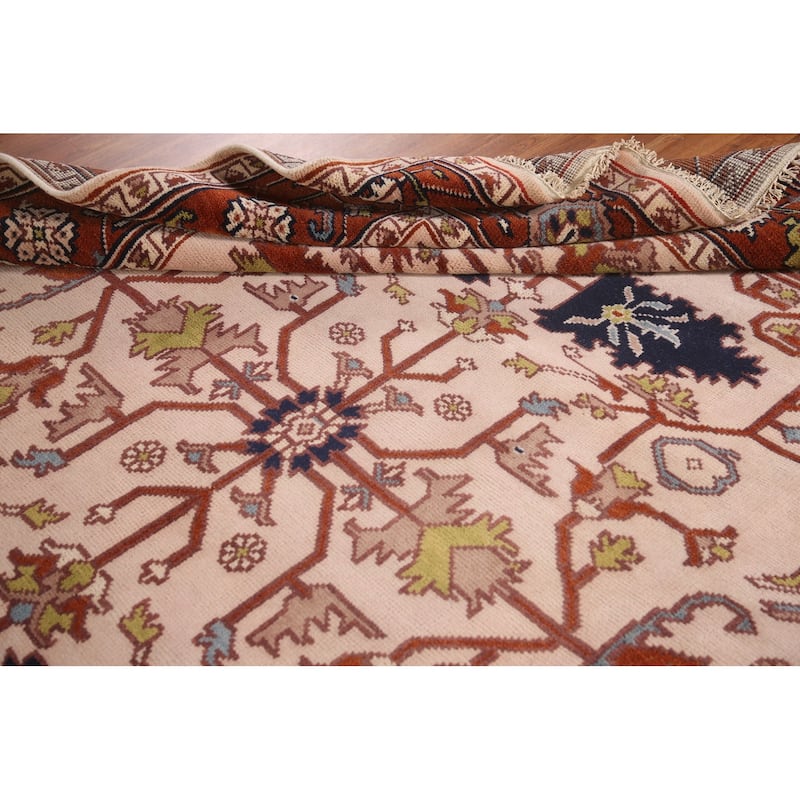Transitional Pink Oushak Area Rug Handmade Oriental Wool Carpet - 7'10"x 9'10"
