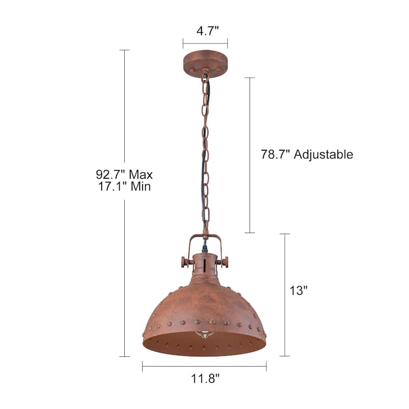 Industrial 1-Light Antique Copper Metal Pendant Light - Antique Copper