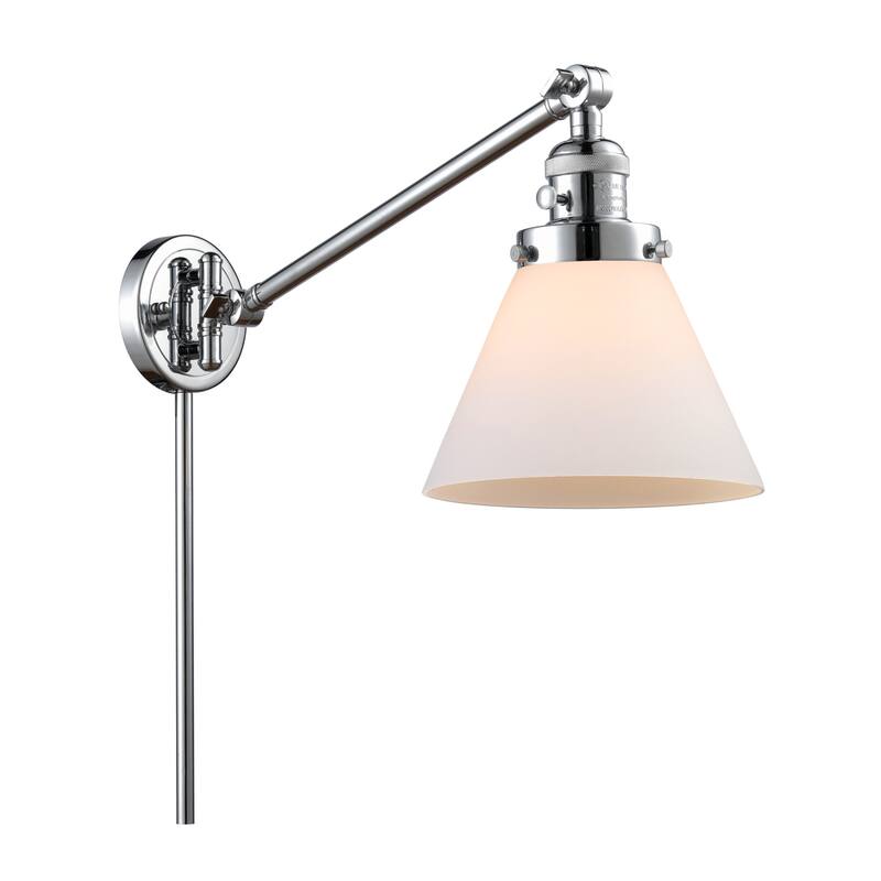 Innovations Lighting Large Cone Single Light 25" Tall Wall Sconce / - Polished Chrome / Matte White